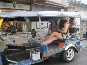 In a tuk tuk in Bangkok