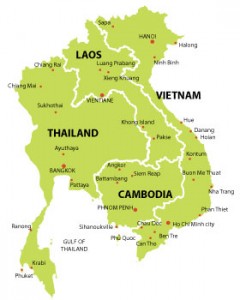 Map of Thailand, Laos, and Cambodia