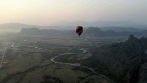 View from Hot Air Balloon Ride in Vang Vieng