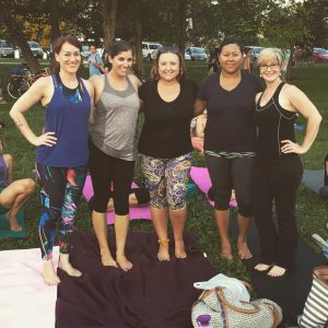 With ladies at Yoga on Foster Beach, Chicago
