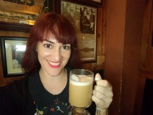 Loving the Irish coffee at McGann's Pub